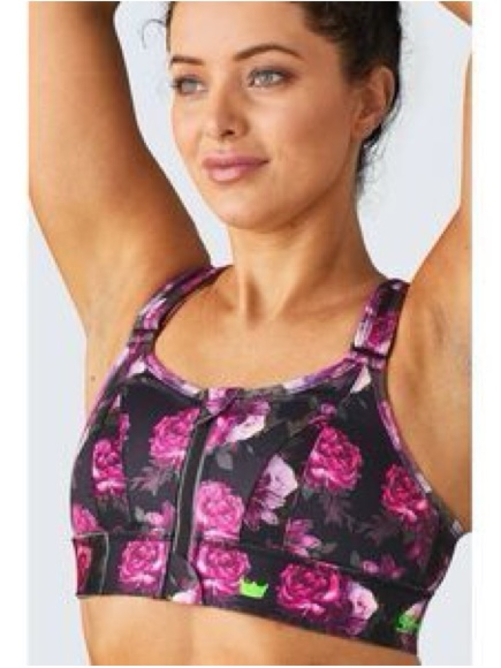 SHEFIT Pink Rose Front-Zip Sports Bra on Black - Picture 3 of 6